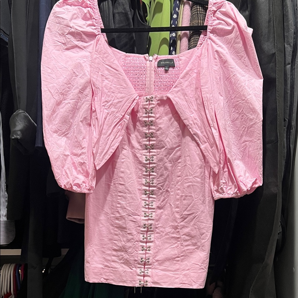 Majorelle Pink Puff Sleeve Mini Dress